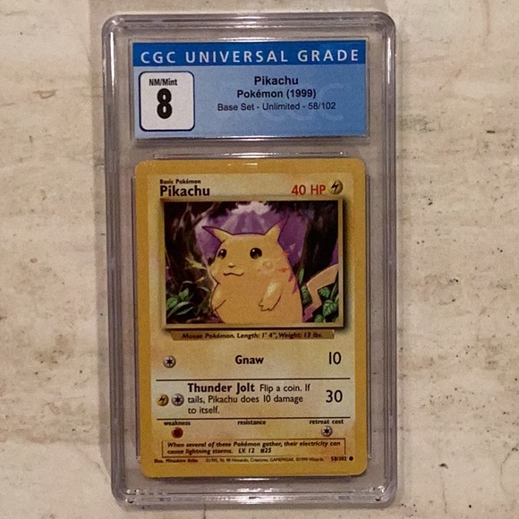 Pokemon Pikachu 1999 Yellow Cheeks 58/102 Base Set Unlimited CGC 8 Graded Card - Picture 1 of 7
